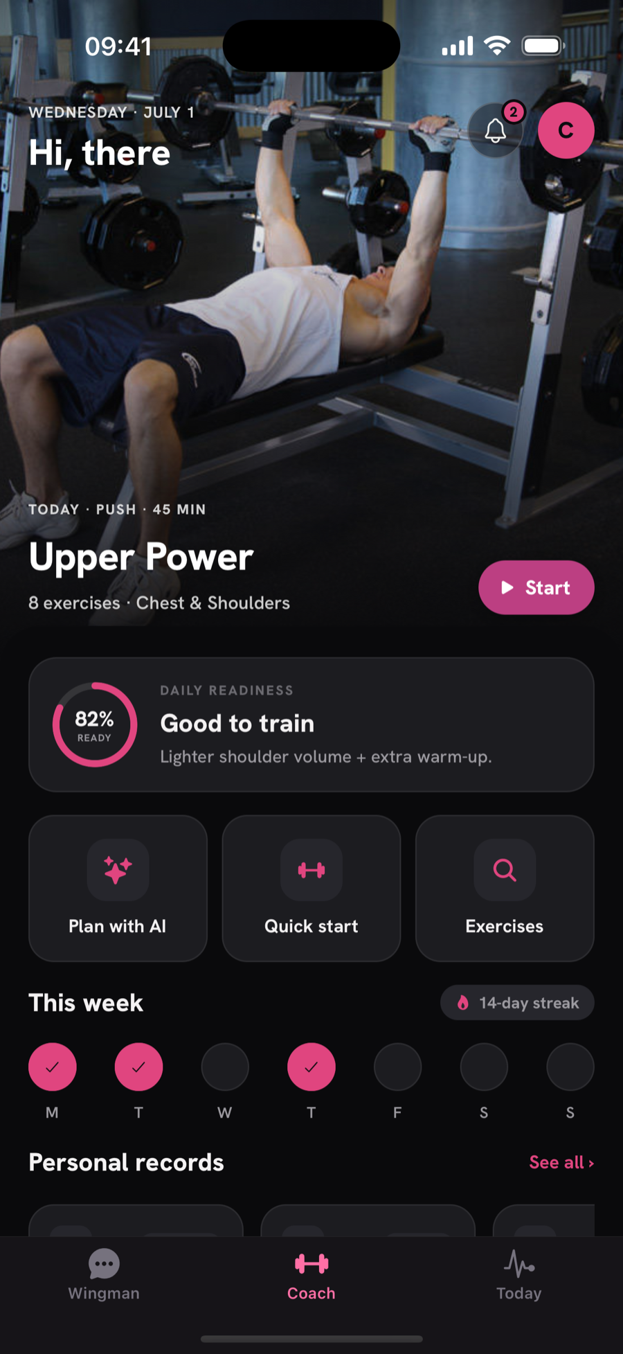Chum Coach — today's workout