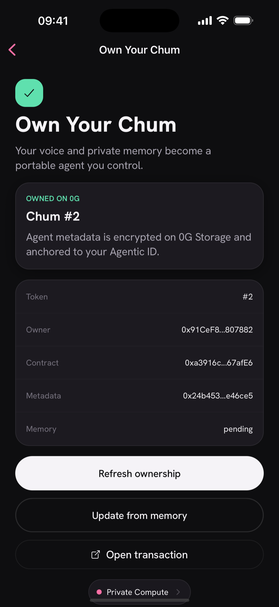 Own Your Chum — on-chain ownership card